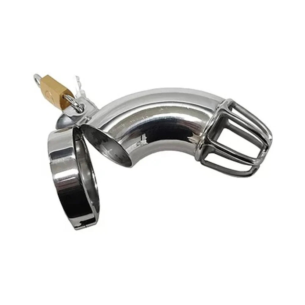 Stainless Cock Cage With Padlock In Clamshell