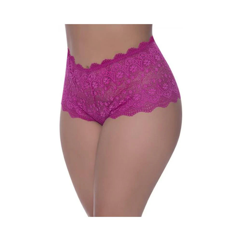 Magic Silk Berrylicious Split Crotch Lace Boyshort Raspberry Queen Size