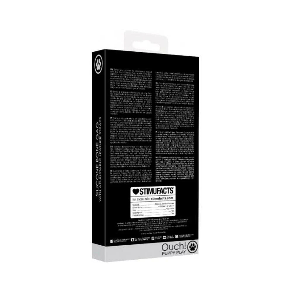 Shots Ouch Puppy Play Silicone Bone Gag - Black