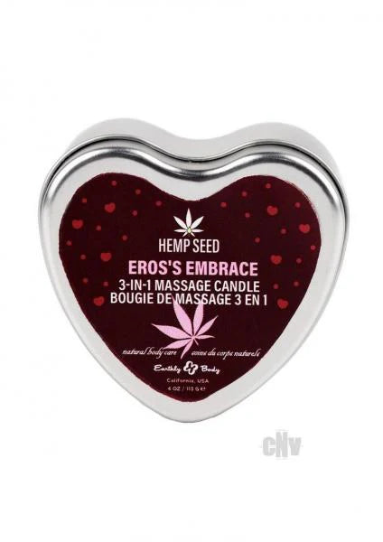 Earthly Body 2024 Valentines 3 In 1 Massage Heart Candle - 4 Oz Eros Embrace