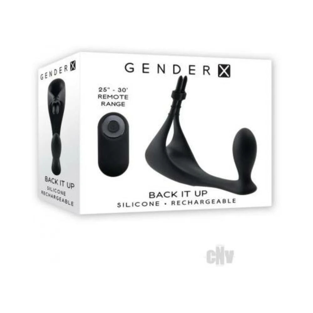 Gender X Back It Up Rechargeable Lasso C-ring And Plug With Remote Silicone Black