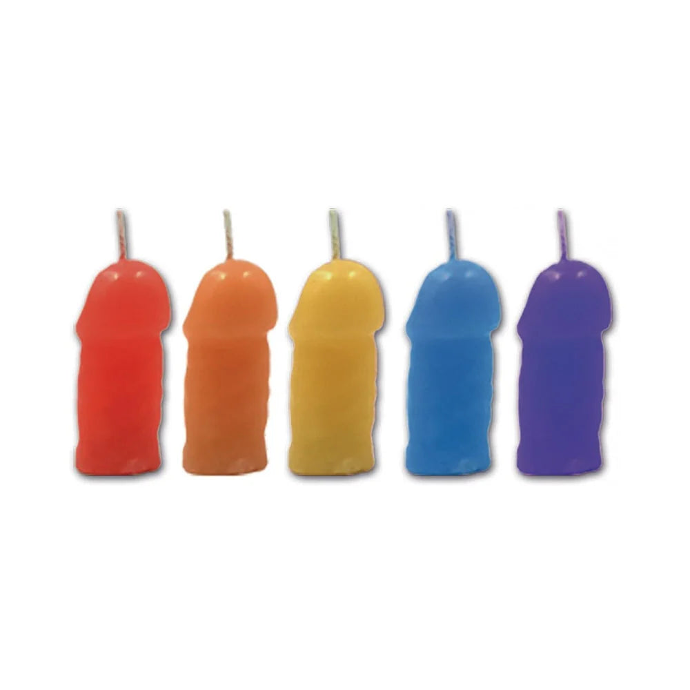 Rainbow Pecker Party Candles 5 Pack Assorted Colors
