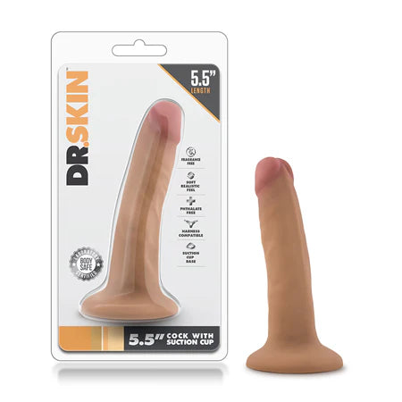 Dr Skin Cock W/suction 5.5 Mocha