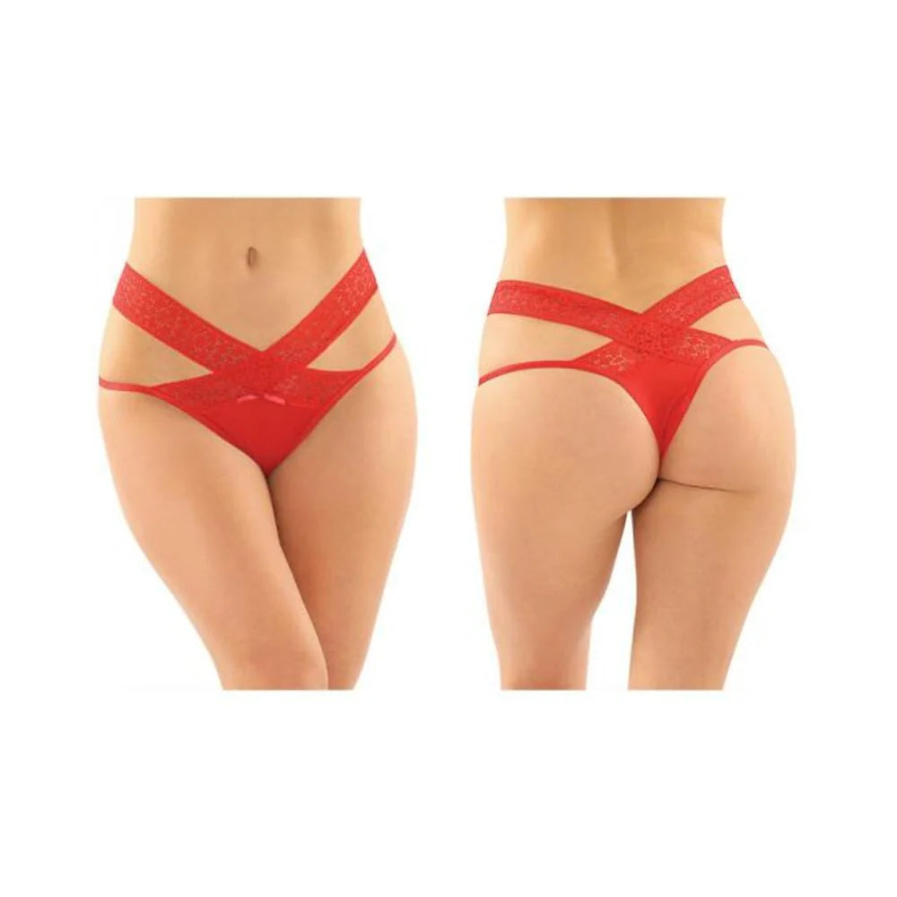 Daphne Microfiber Brazilian-cut Panty With Criss-cross Lace Waistband 6-pack L/xl Red