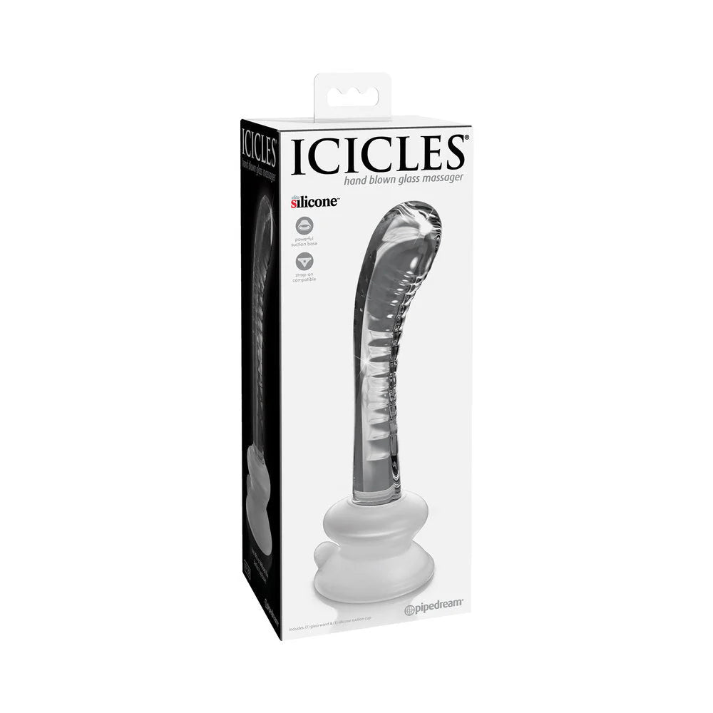 Icicles No. 88 - Glass Suction Cup G-spot Wand - Clear