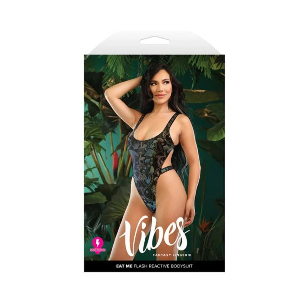 Fantasy Lingerie Vibes Eat Me Flash Reactive Mushroom-print Bodysuit S/m