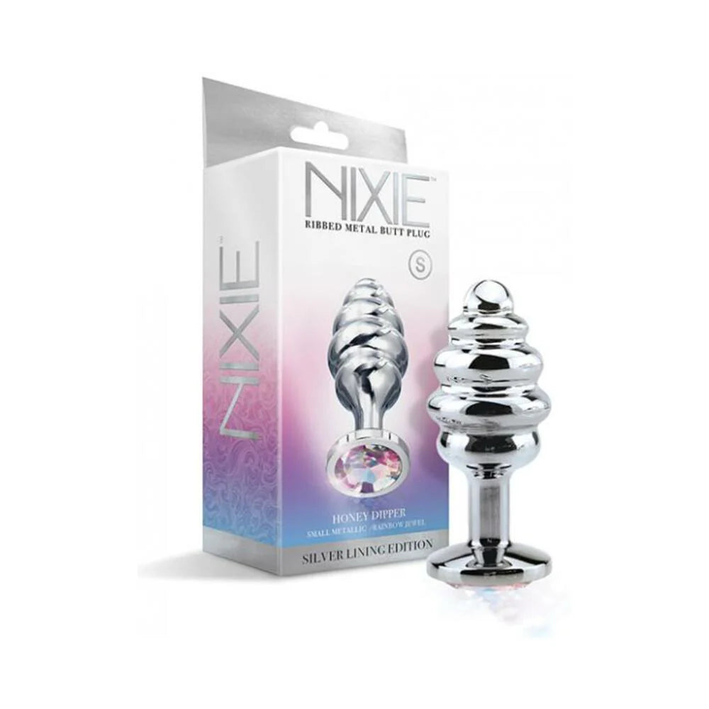 Nixie Ribbed Metal Butt Plug Honey Dipper Small