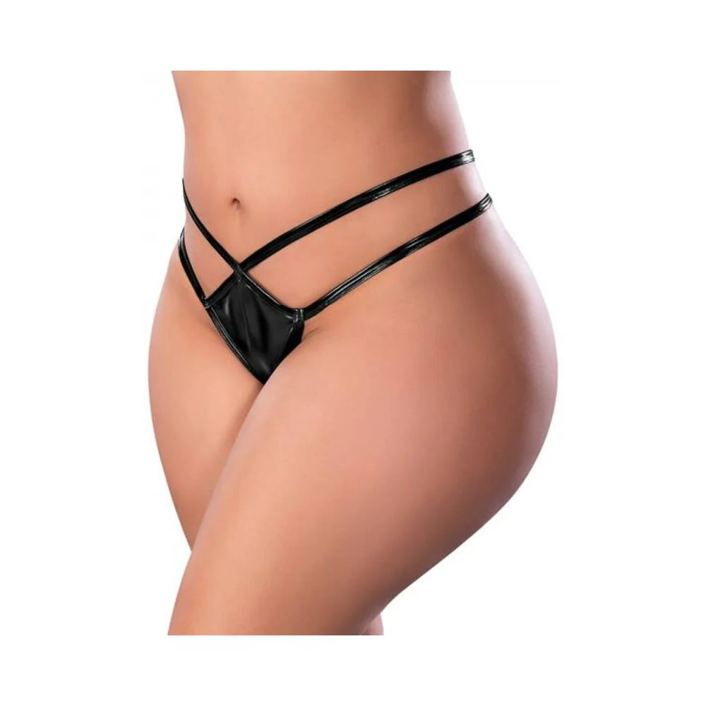 Magic Silk Liquid Onyx Crotchless Panty Black Queen Size