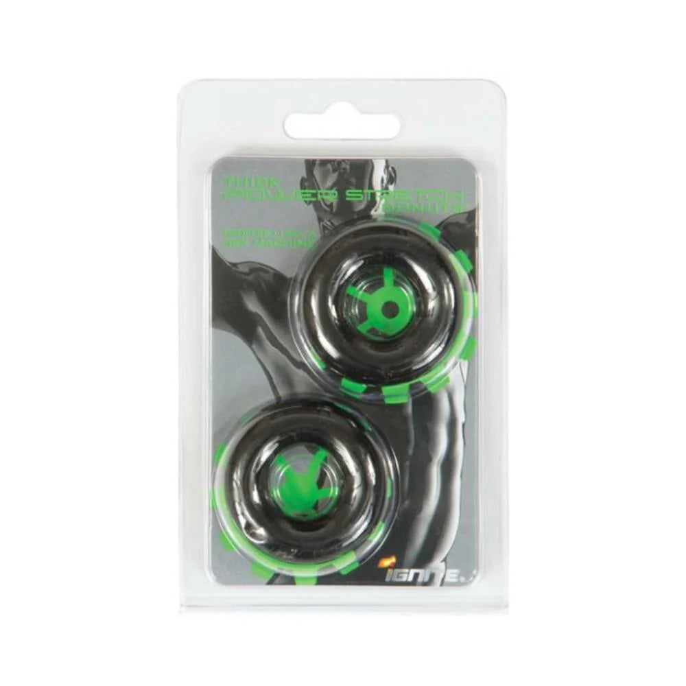 Thick Power Stretch Donuts Black 2 Pack Rings