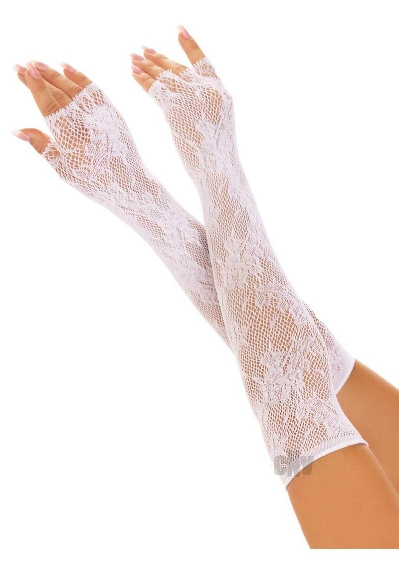 Seamless Opera floral Fingerless Os Wht