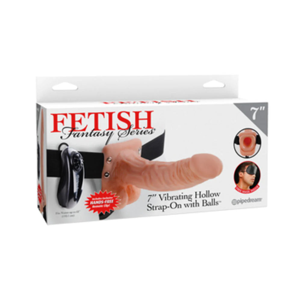 Fetish Fantasy 7in Vibrating Hollow Strap-on With Balls Flesh