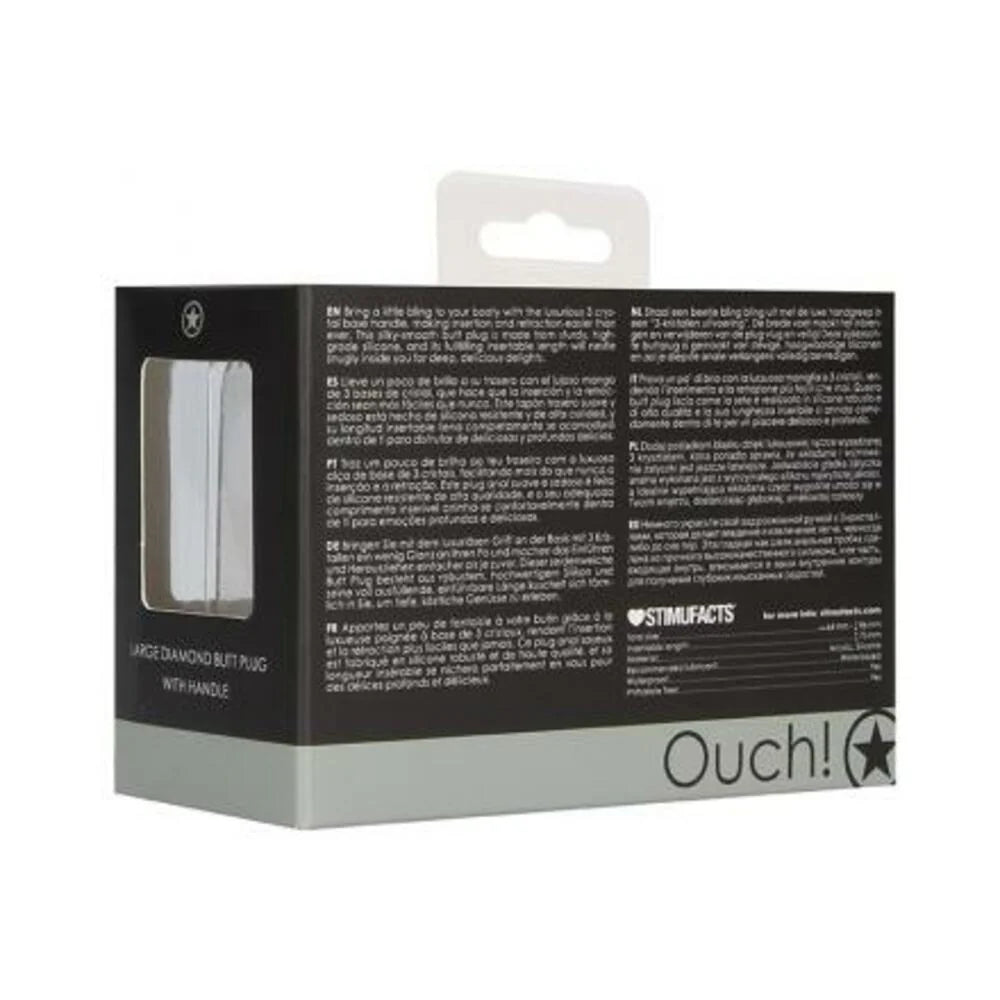 Ouch! Large Diamond Butt Plug With Handle - Black