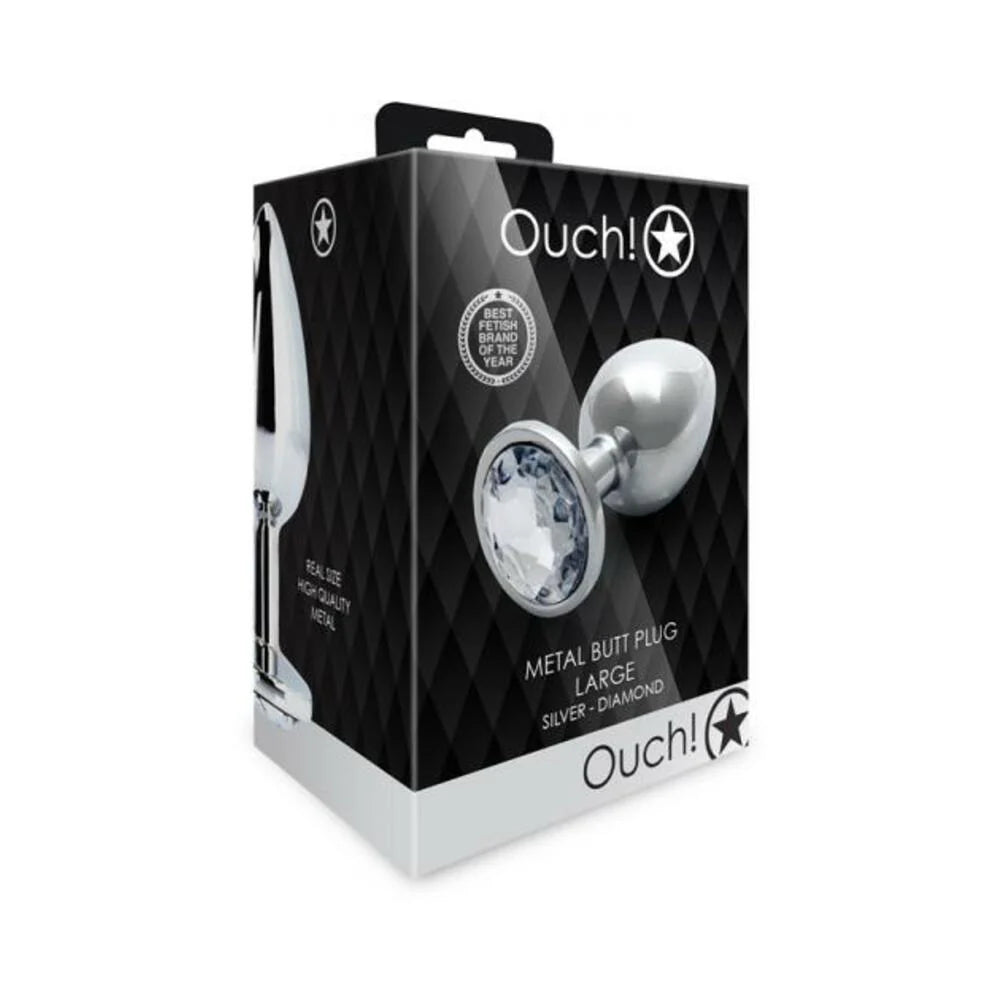 Shots Ouch! Round Gem Butt Plug Large Silver/diamond