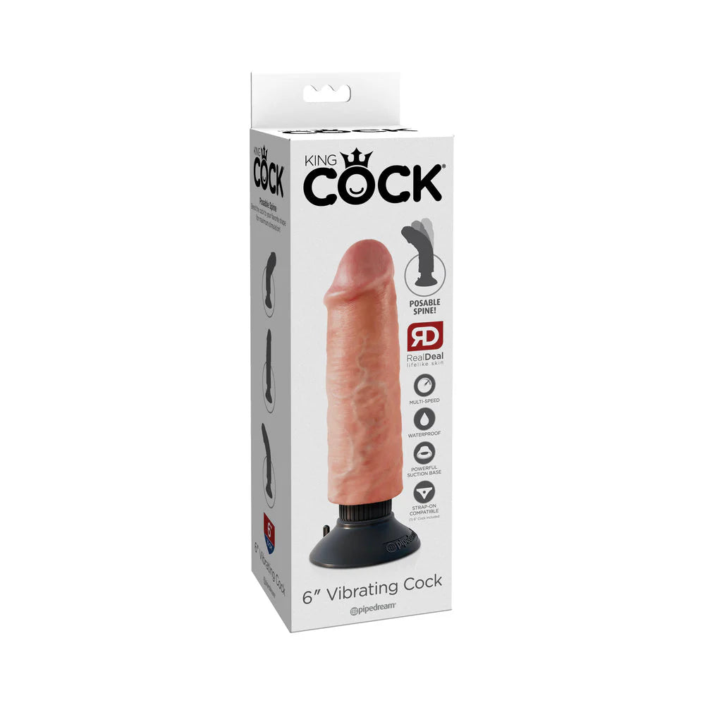 King Cock 6 inches Vibrating Dildo Beige