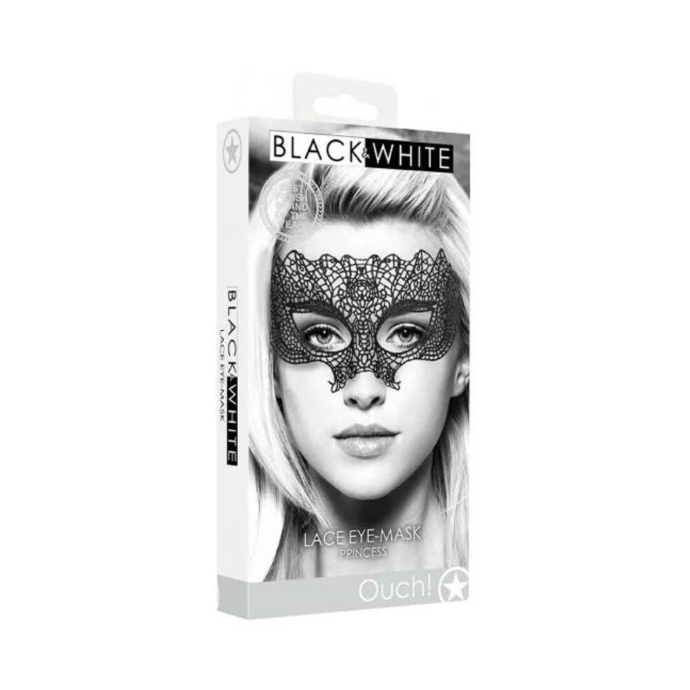 Ouch! Black & White Lace Eye Mask Princess Black