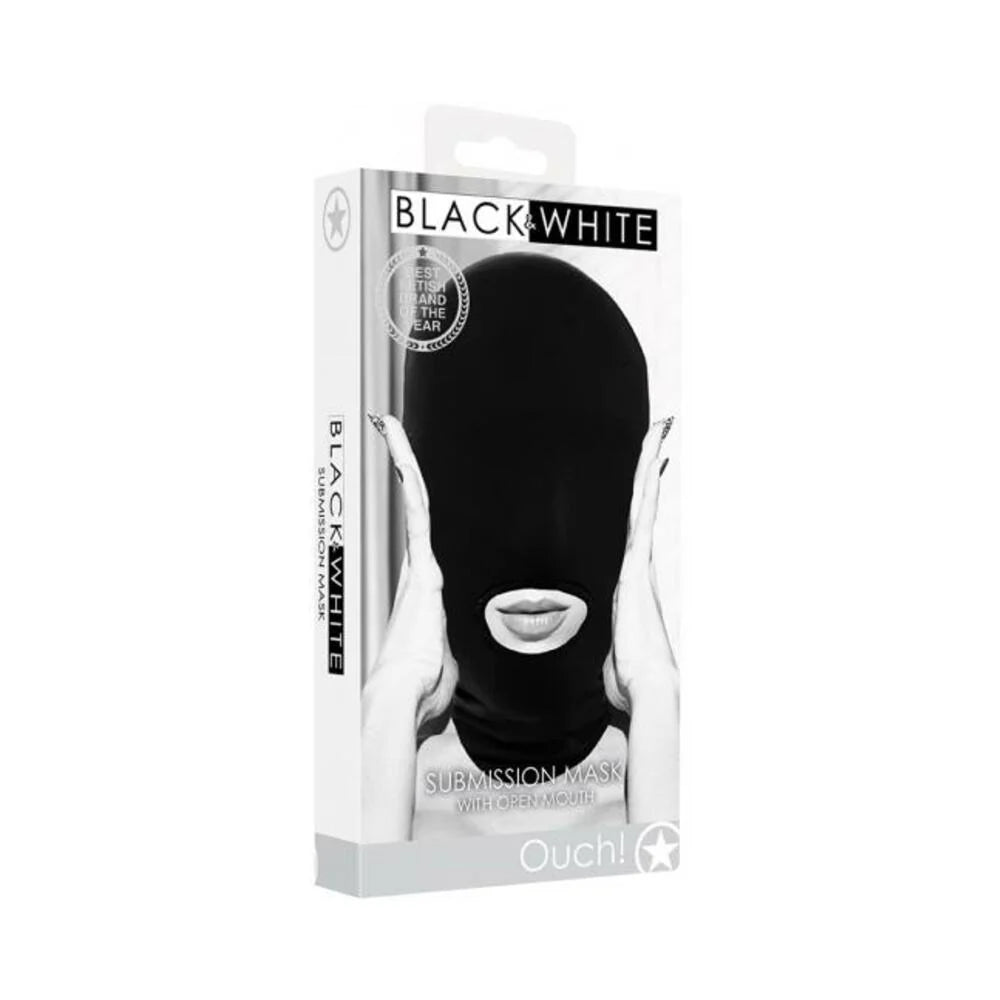 Ouch! Black & White Submission Mask With Open Mouth Black