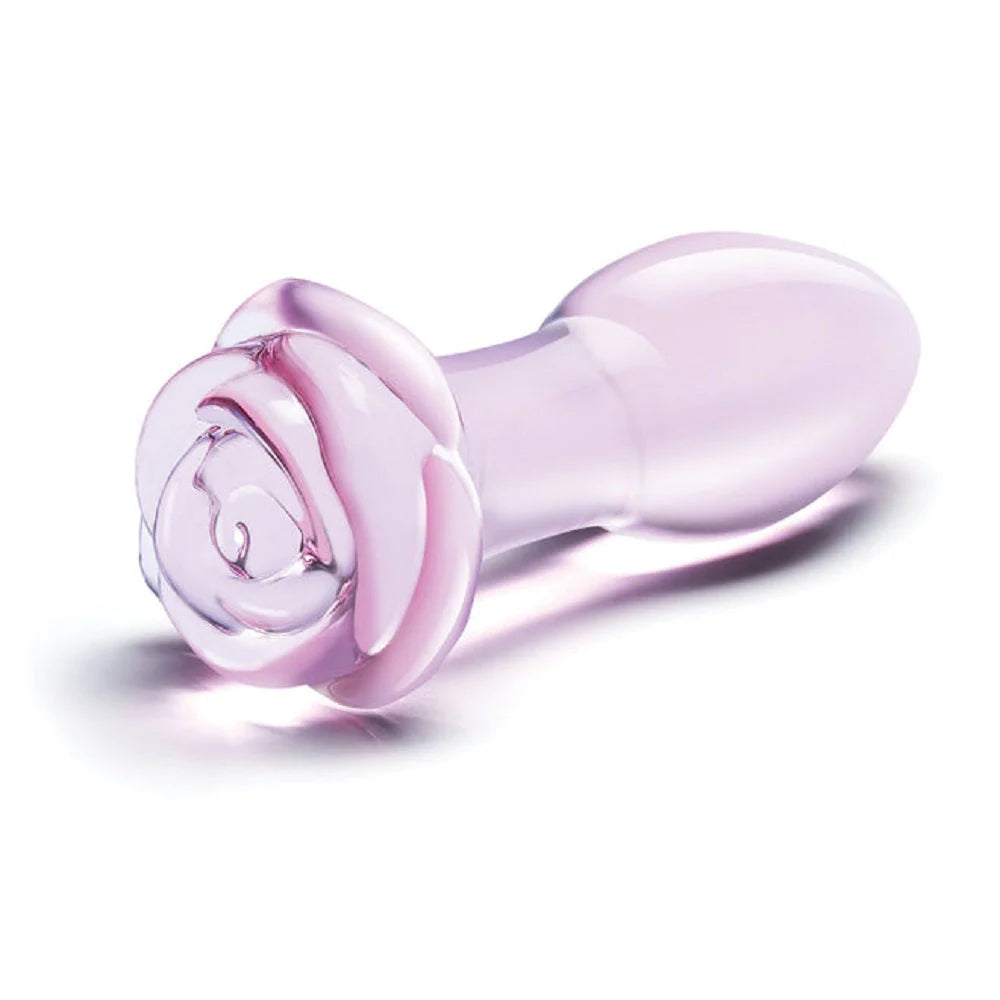 Glas 5" Rosebud Glass Butt Plug
