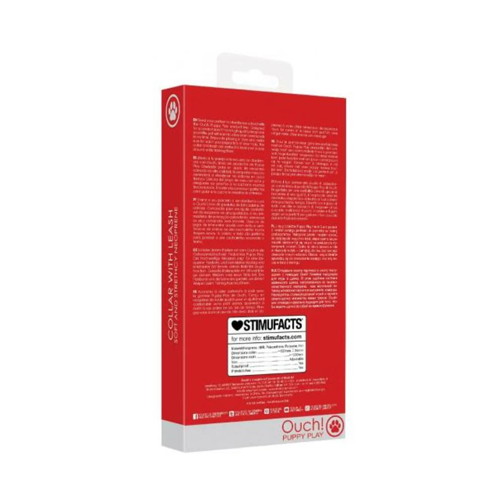 Ouch Neoprene Collar W/leash Red