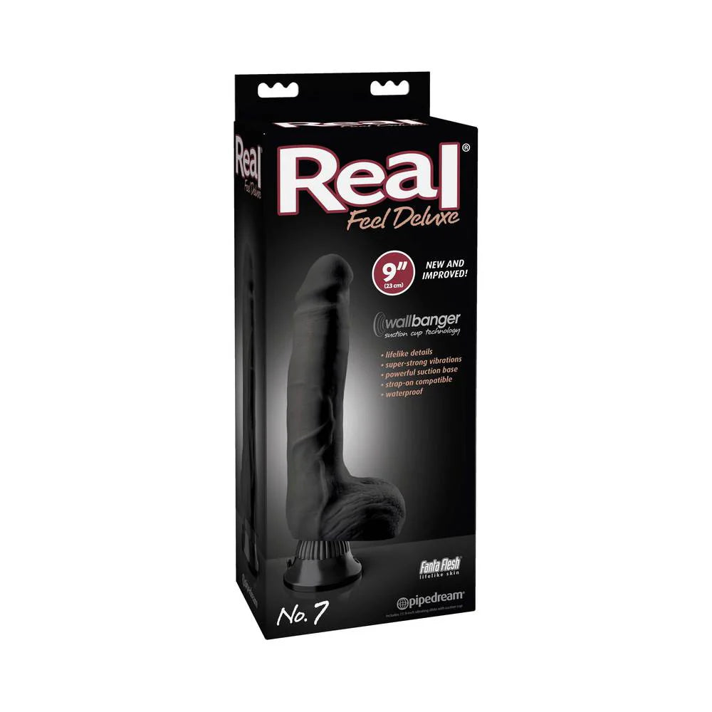 Real Feel Deluxe No 7 Black Vibrating Dildo