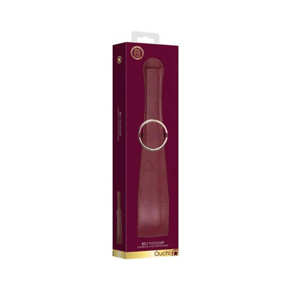 Ouch Halo Belt Flogger Burgundy