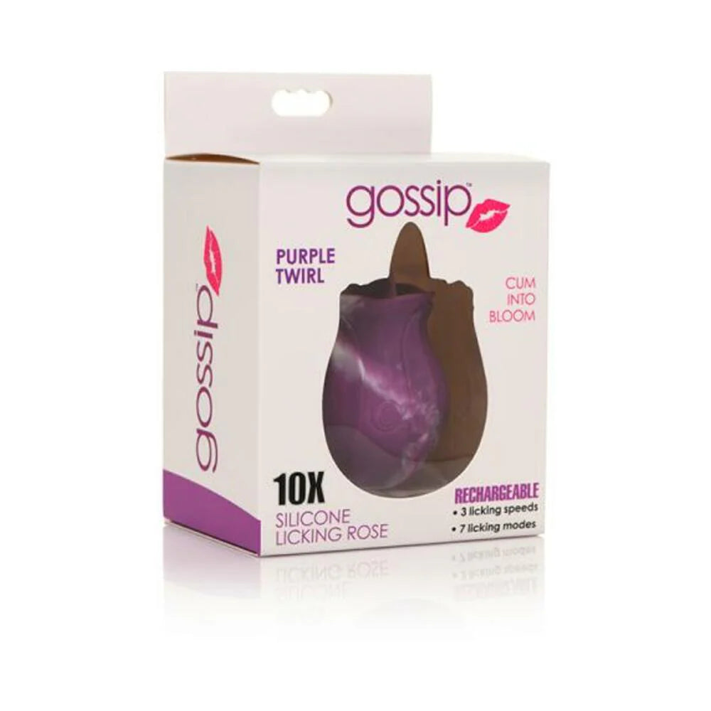 Gossip Tongue Tickler 10 Function Rechargeable Silicone Licking Rose Purple