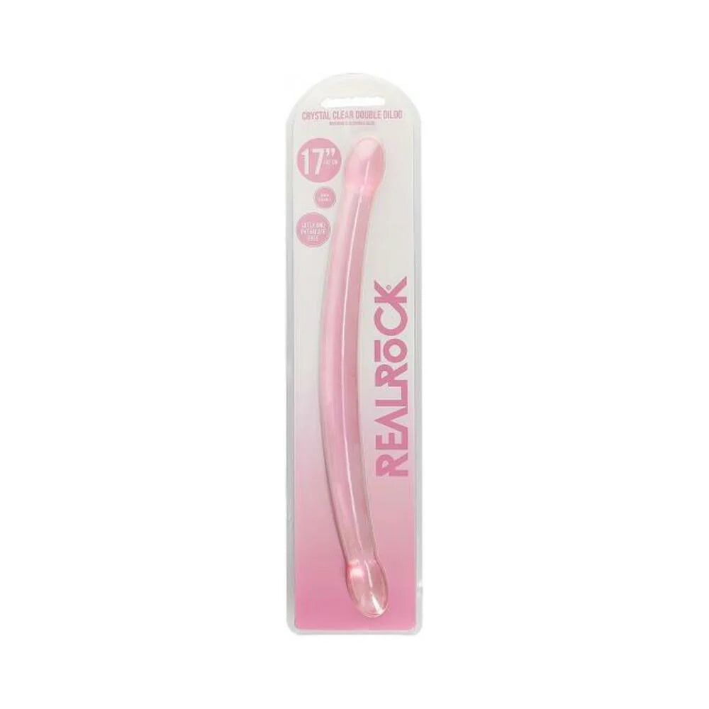 Shots Realrock Crystal Clear 17" Double Dildo - Pink