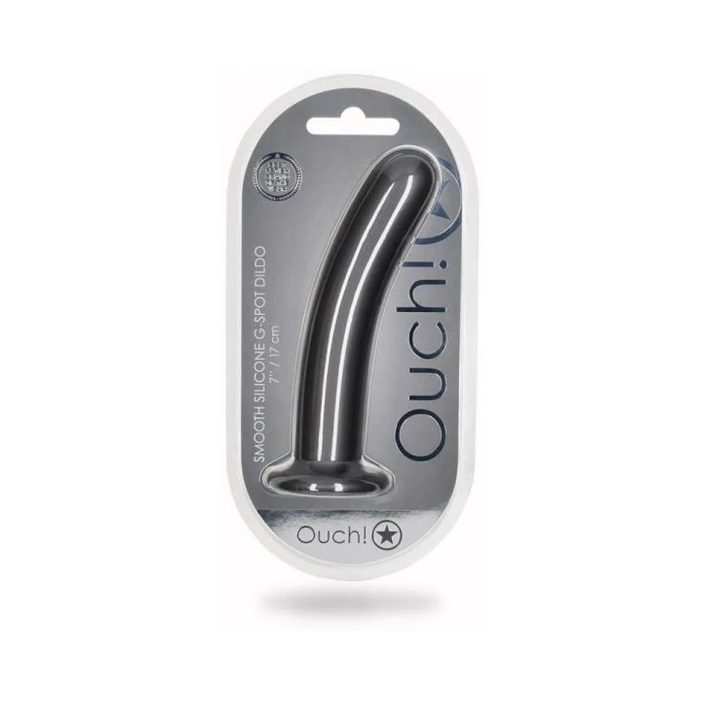 Shots Ouch! Smooth Silicone 7 In. G-spot Dildo Gunmetal
