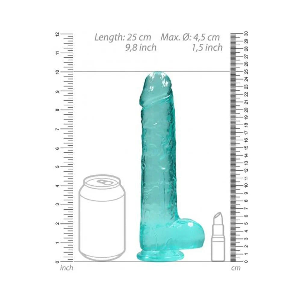 Realrock 9in Realistic Dildo W/ Balls Turquoise
