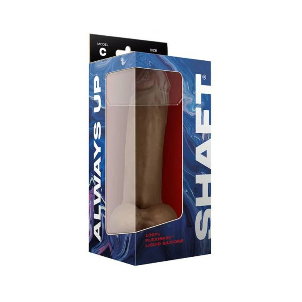 Shaft Model C 9.5 In. Dual Density Silicone Dildo With Balls & Suction Cup Oak