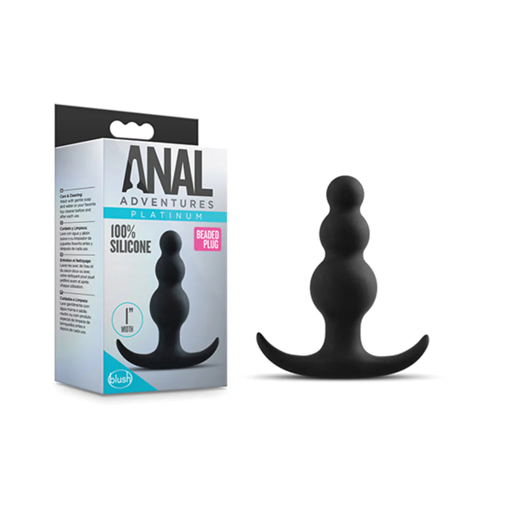 Anal Adventure Platinum Beaded Plug Black