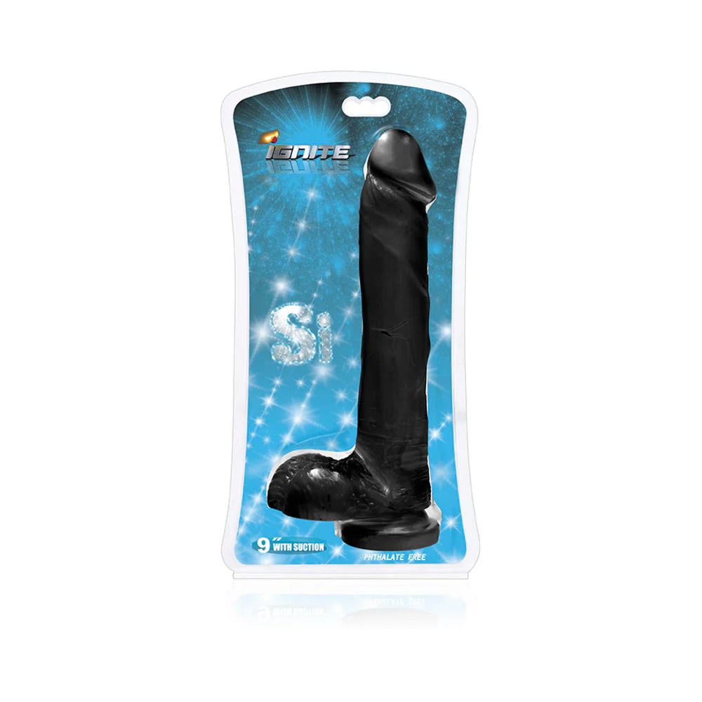 9 inches Cock with Balls & Suction Cup Black