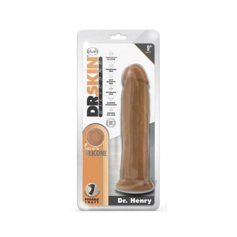 Dr. Skin Dr. Henry Dildo With Suction Cup Silicone 9 In. Mocha