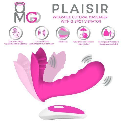 OMG Plaisir Wearable Clitoral Massager, G-Spot Vibrator Pink