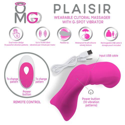 OMG Plaisir Wearable Clitoral Massager, G-Spot Vibrator Pink