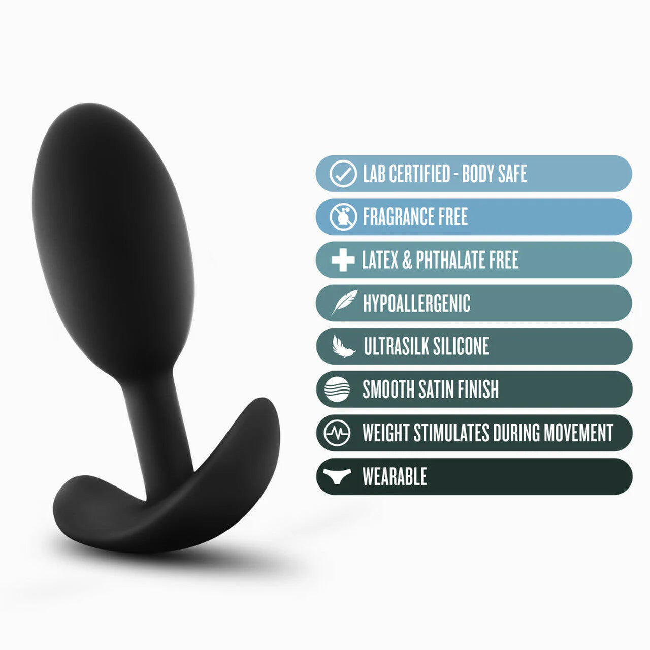 Anal Adventures Platinum - Silicone Vibra Slim Plug - Medium - Black