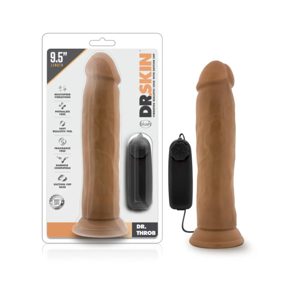 Dr. Skin - Dr. Throb 9.5in Vibrating Realistic Cock With Suction Cup