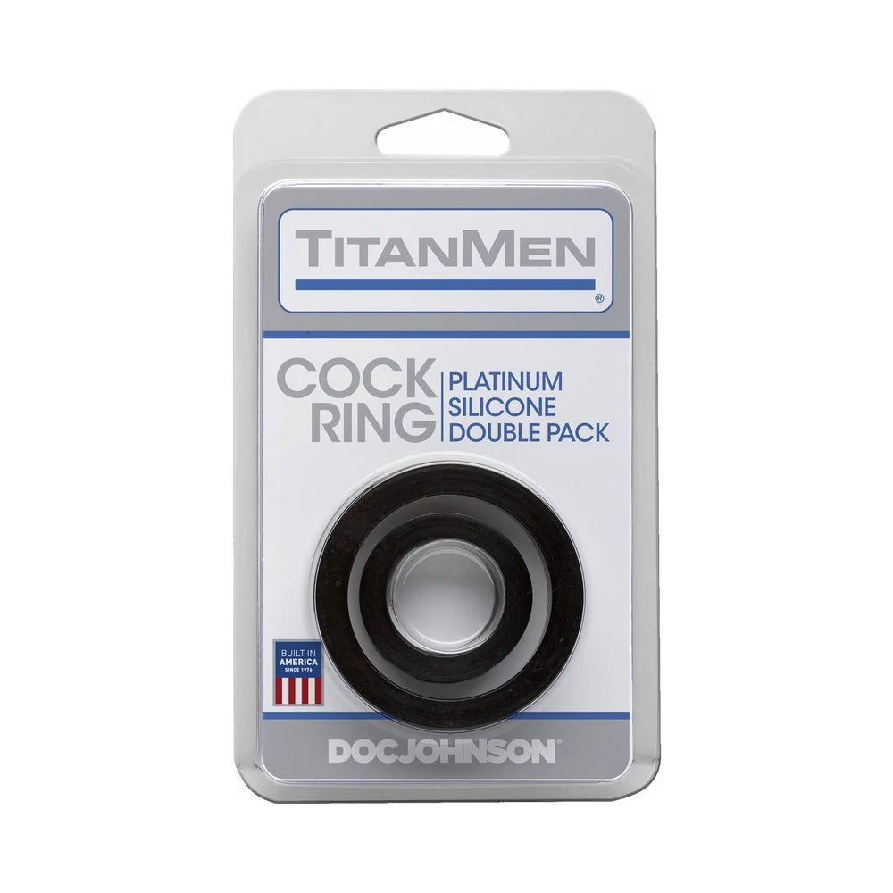Titanmen Cock Ring Platinum Silicone Double Pack