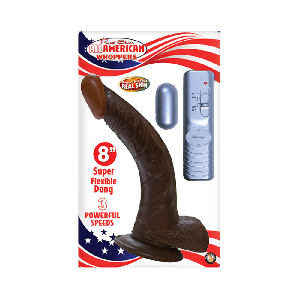 American Whopper 8in Curved Vibrating Dong, Balls
