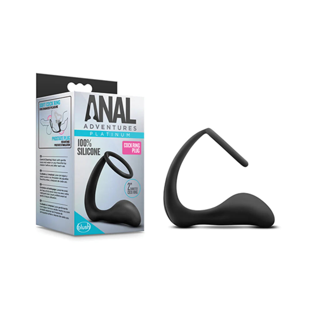 Anal Adventures Platinum Cock Ring Plug Black