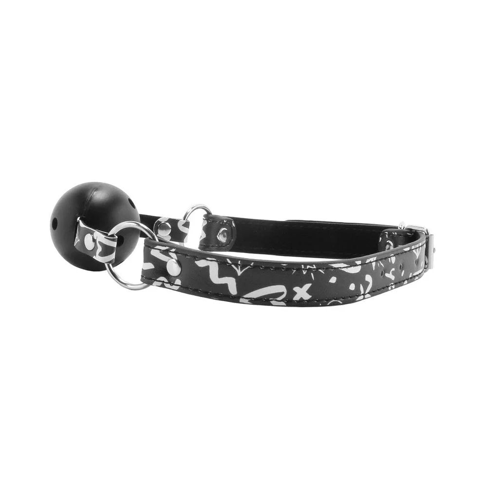 Breathable Ball Gag Love Street Art Fashion Black