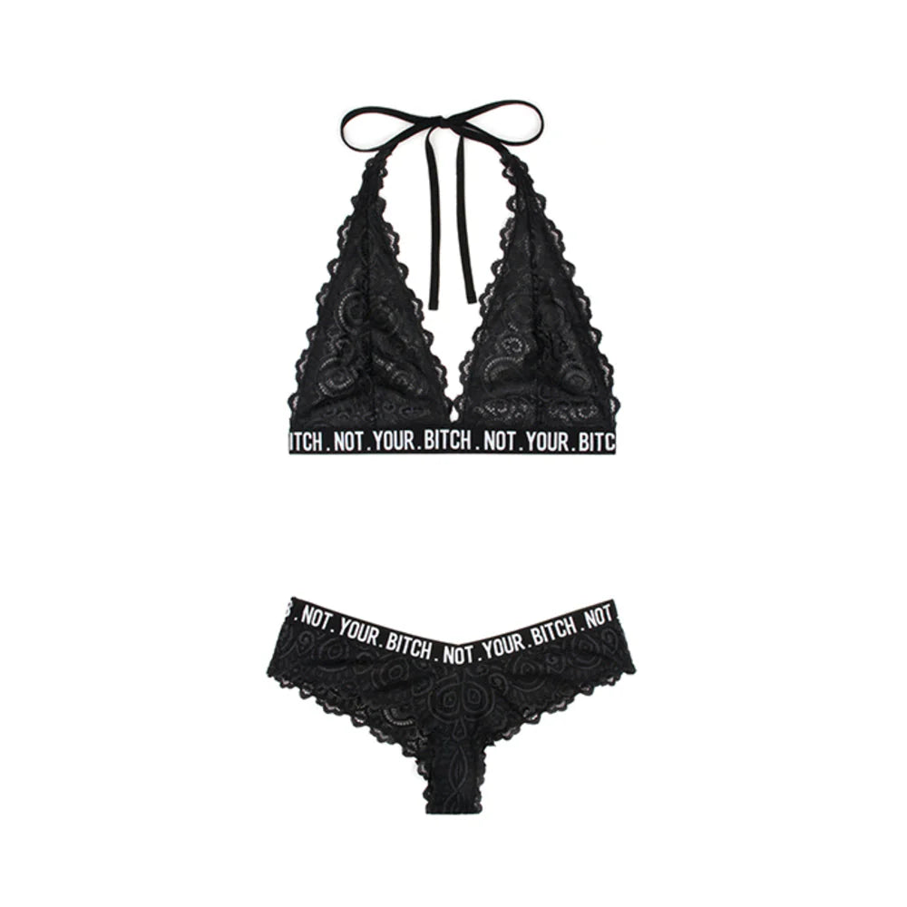 Vibes Not Your Bitch Bralette/panty L/xl Blk