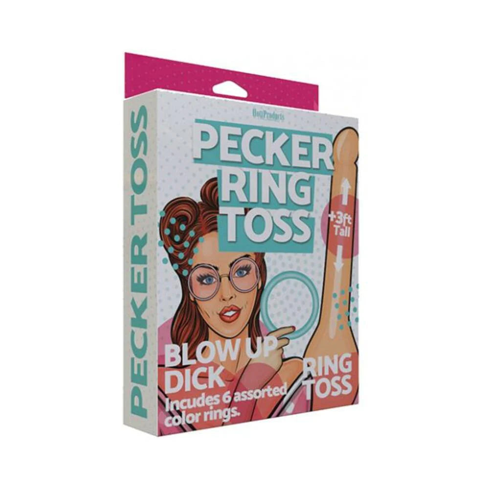 Inflatable Pecker Ring Toss - 3'. 6 Assorted Color Rings Included.