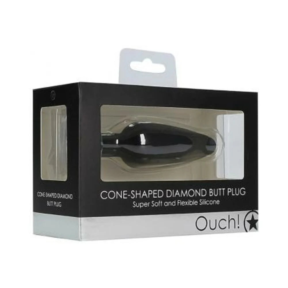 Ouch Cone-shaped Diamond Butt Plug - Black