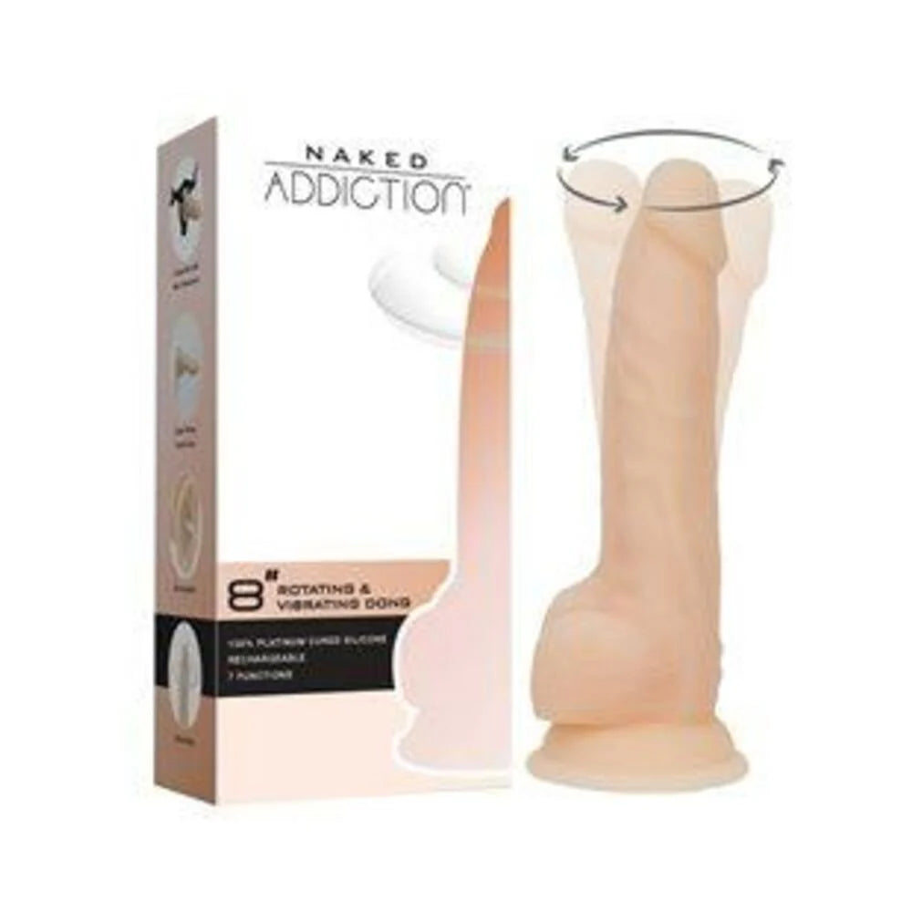 Naked Addiction Rotating & Vibrating Dong 8" Vanilla