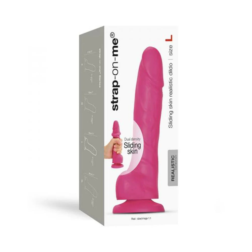 Strap-on-me Sliding Skin Realistic Dual-density Dildo Dual Fuchsia L