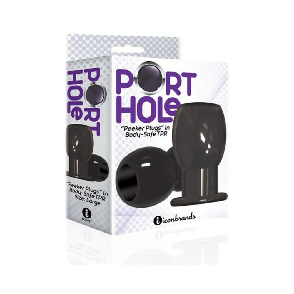 The 9's Port Hole Hollow Butt Plug Black