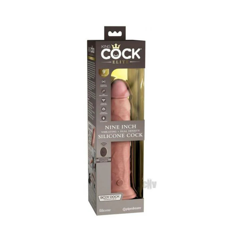 King Cock Elite Vibrating Silicone Dual-density Cock With Remote 9 In. Light