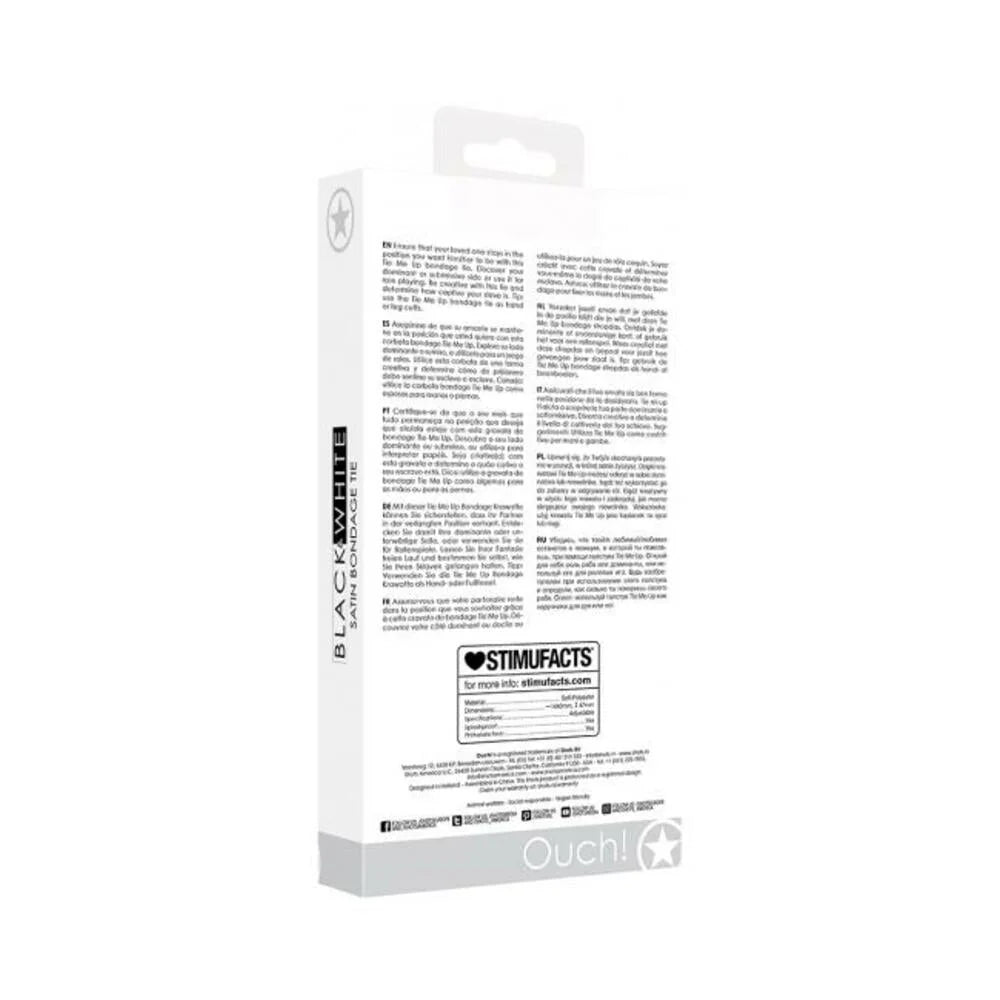 Ouch! Black & White Satin Bondage Tie Black