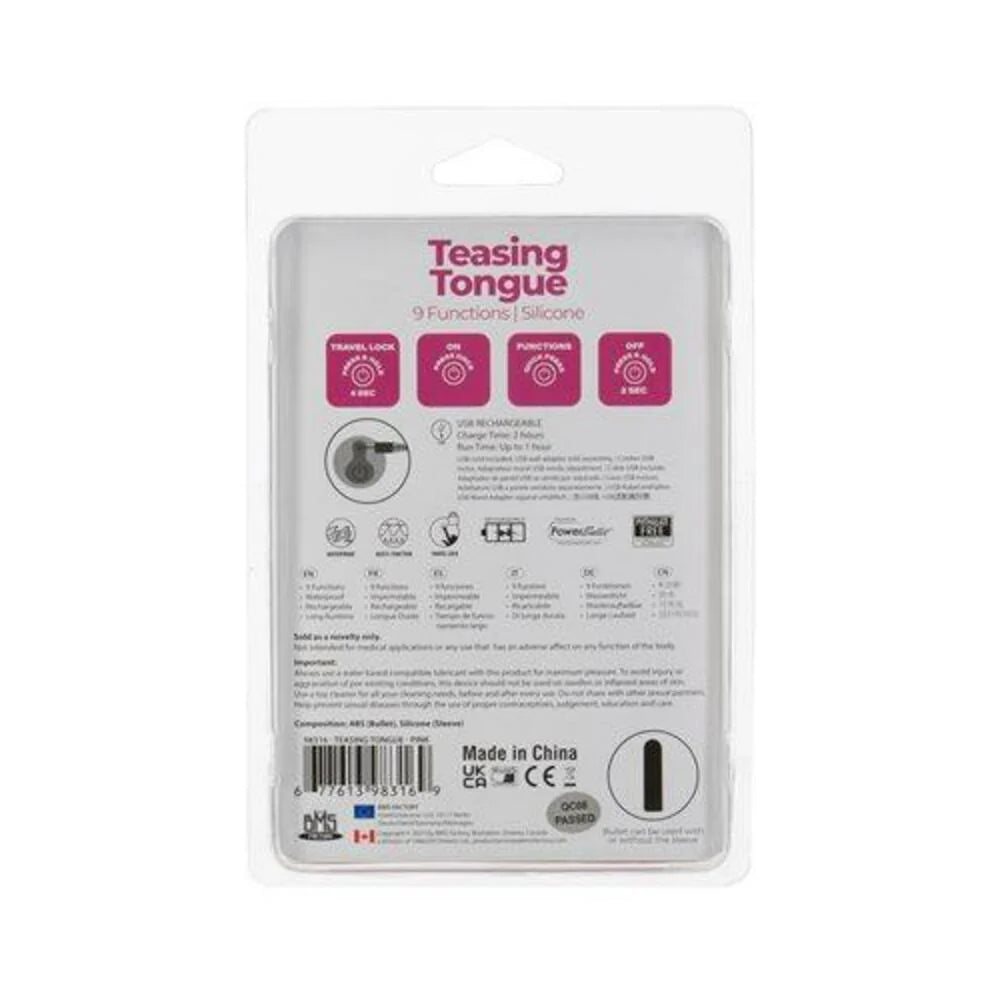 Powerbullet Teasing Tongue With Mini Rechargeable Bullet 2.5 In. Pink