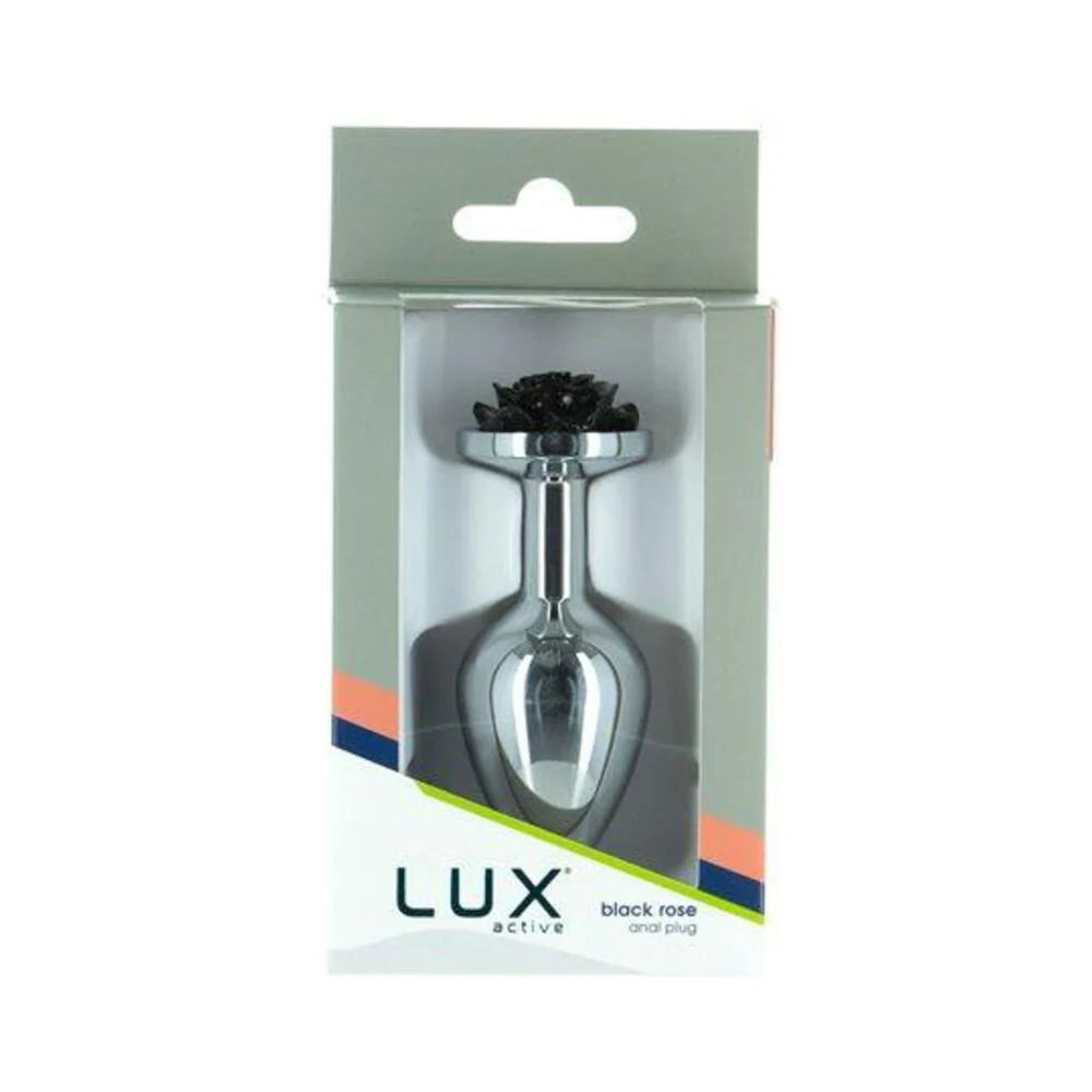 Lux Active Rose Metal Butt Plug 3.5 In. Black